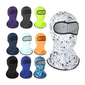 2PCs Windtight Hoods Sun-Proof Breathable Summer Ice Silk Face Mask for Outdoor Cycling