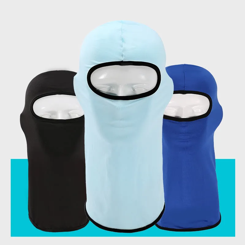 2PCs Windtight Hoods Sun-Proof Breathable Summer Ice Silk Face Mask for Outdoor Cycling
