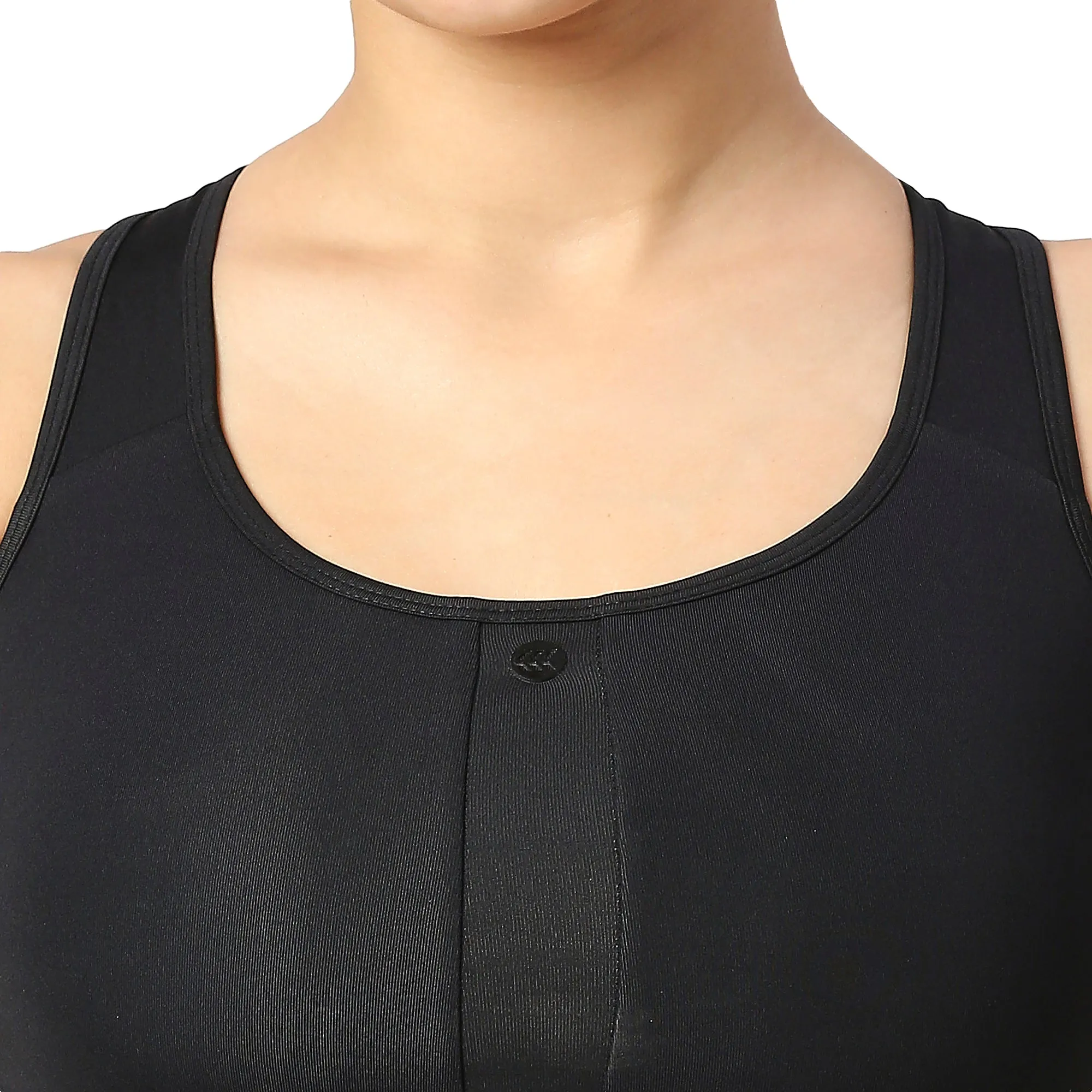 BLACK TRAINING SPORT BRA WITH MESH RACER-BACK