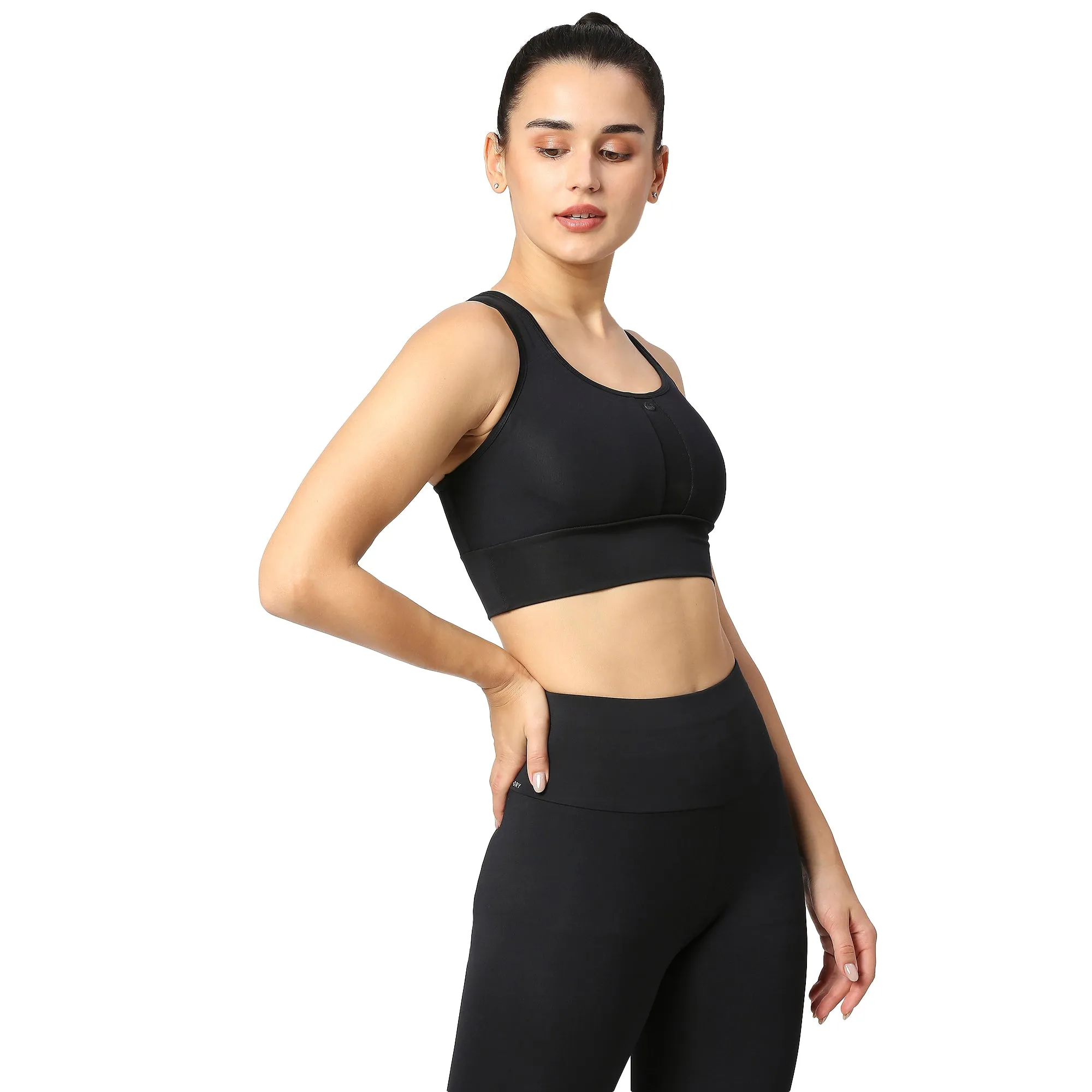 BLACK TRAINING SPORT BRA WITH MESH RACER-BACK