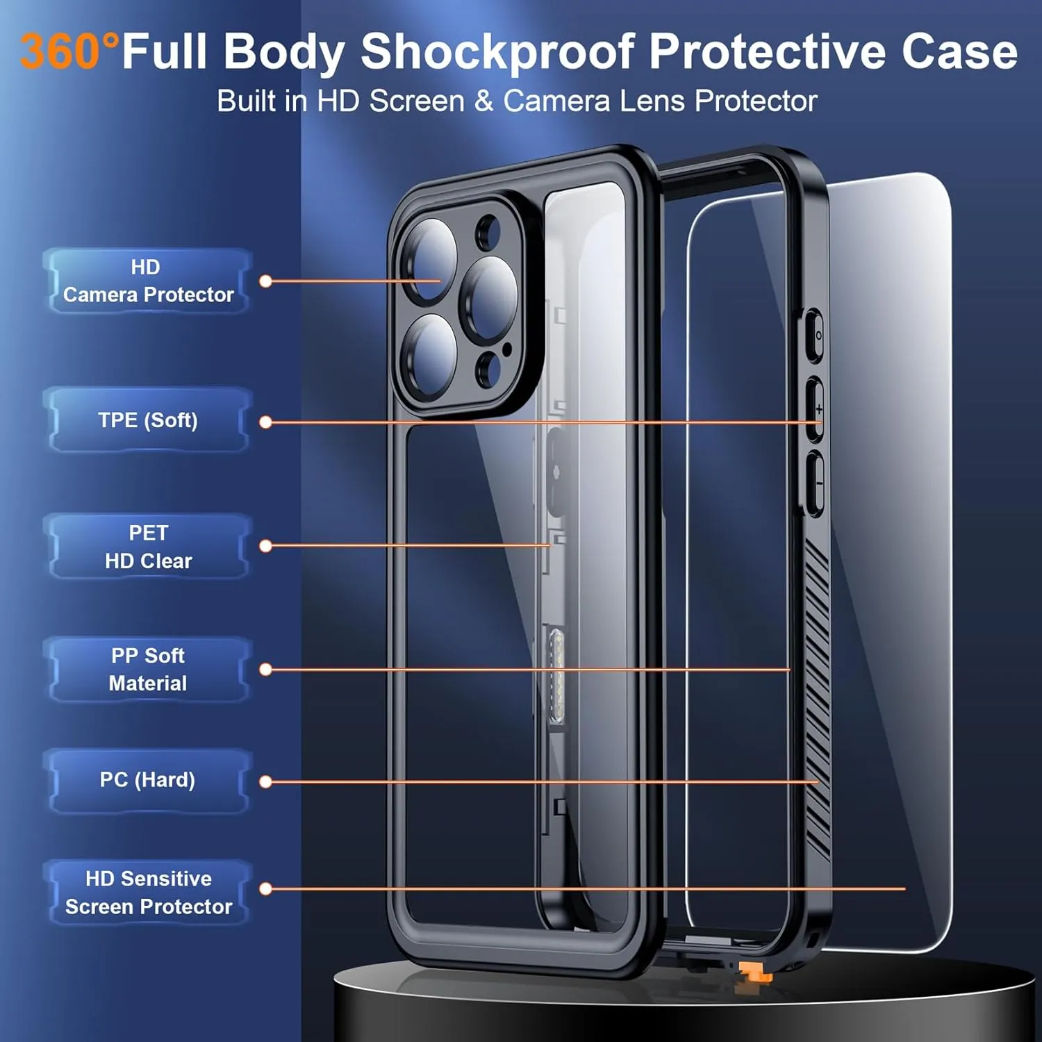 Entronix Waterproof Case For Apple iPhone 16 Pro, 360º Protective Bumper Cover