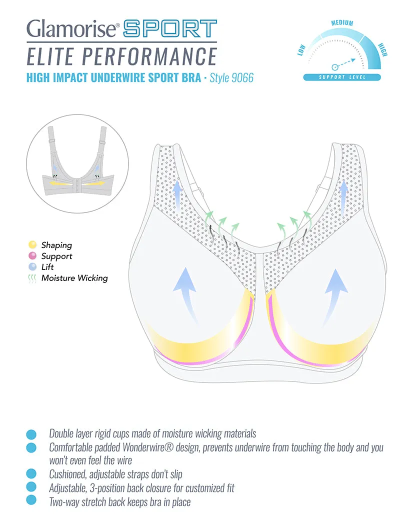 Glamorise Sport Underwire High Impact Bra Black/Purple - 9066