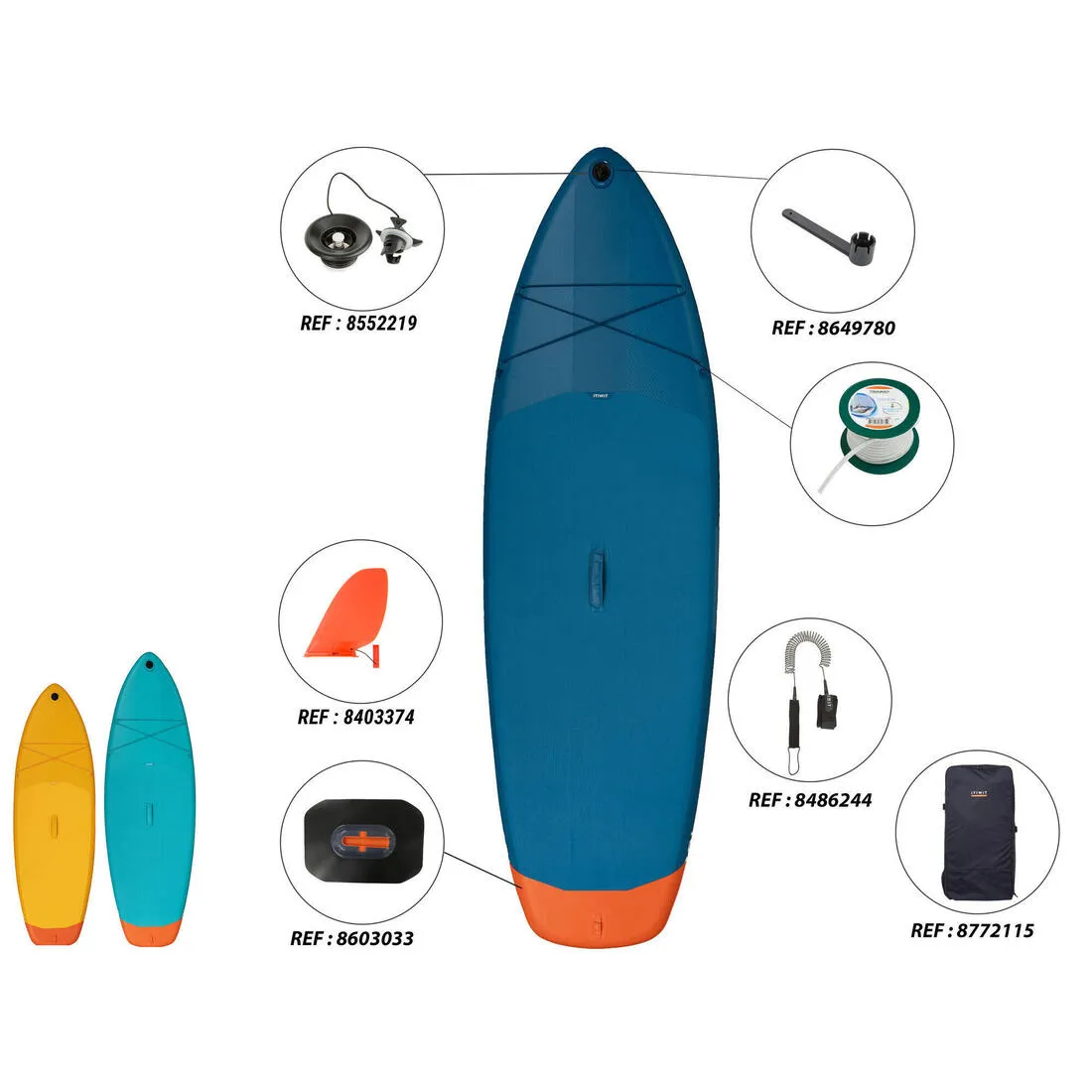 Inflatable stand-up paddleboard size M (9'/34"/5") - 1 person up to 80 kg