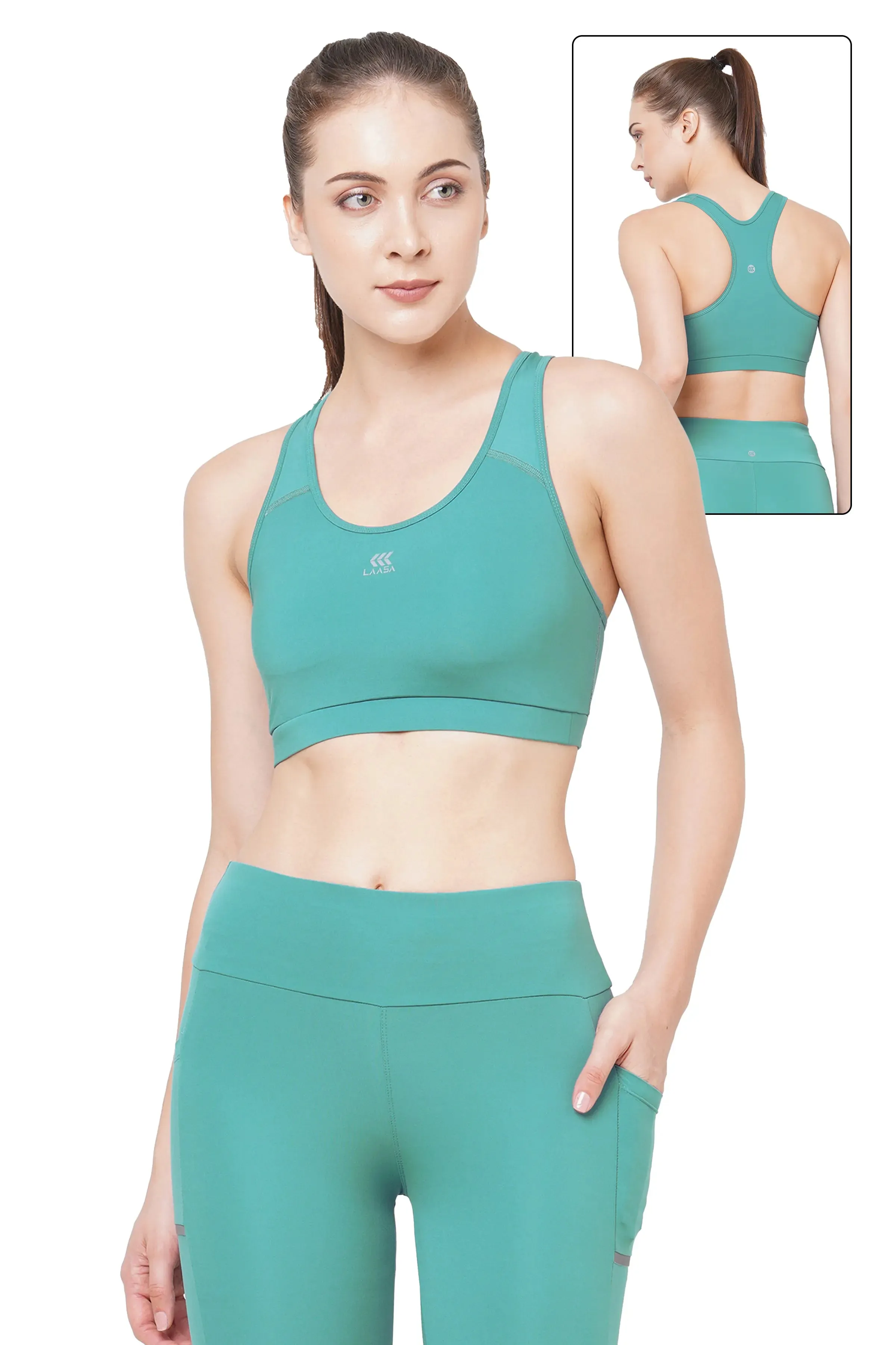 JUST-DRY TURKISH GREEN HIGH IMPACT WORKOUT SPORTS BRA