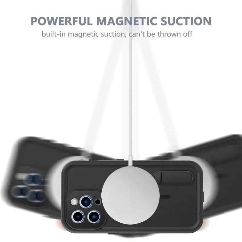 Magsafe Waterproof Shockproof Wireless Charging Phone Case With Kickstand