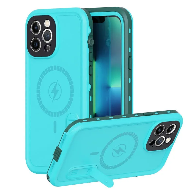 Magsafe Waterproof Shockproof Wireless Charging Phone Case With Kickstand