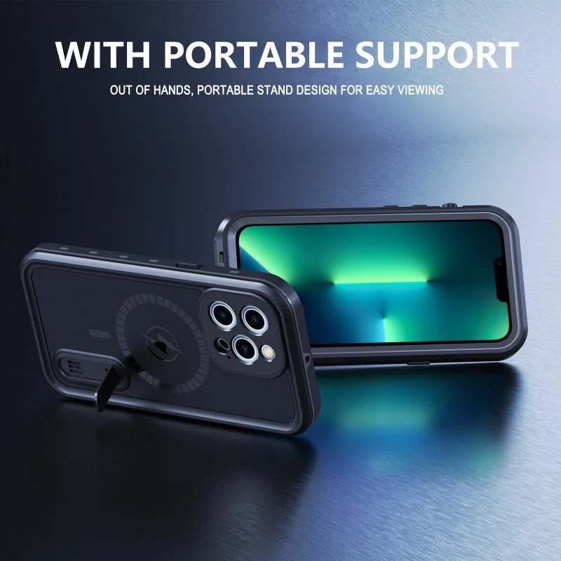 Magsafe Waterproof Shockproof Wireless Charging Phone Case With Kickstand