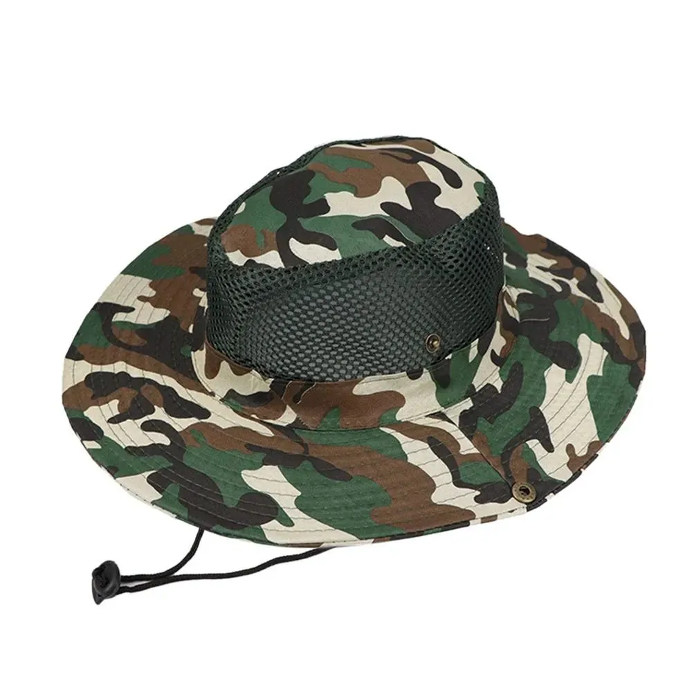 Outdoor Breathable Mesh Camouflage Bucket Hat Sun Protection Hunting Fishing Hiking Cap