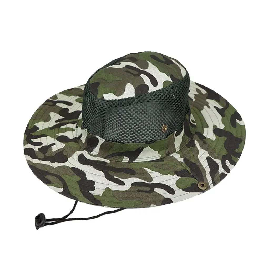 Outdoor Breathable Mesh Camouflage Bucket Hat Sun Protection Hunting Fishing Hiking Cap