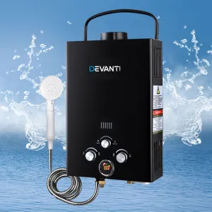 Outdoor Gas Hot Water Heater Portable Camping Shower 12V Pump Black