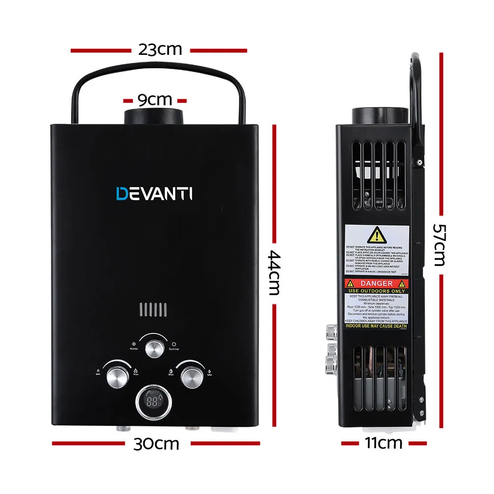 Outdoor Gas Hot Water Heater Portable Camping Shower 12V Pump Black