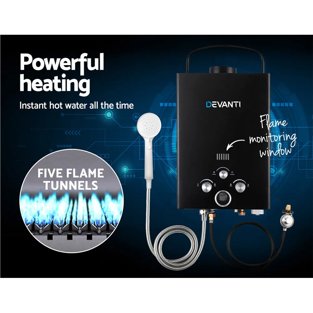 Outdoor Gas Hot Water Heater Portable Camping Shower 12V Pump Black