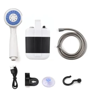 Portable Camping Shower Outdoor USB Rechargeable Electric Shower Pump for Camping Hiking Car Washing Gardening Pet Cleaning