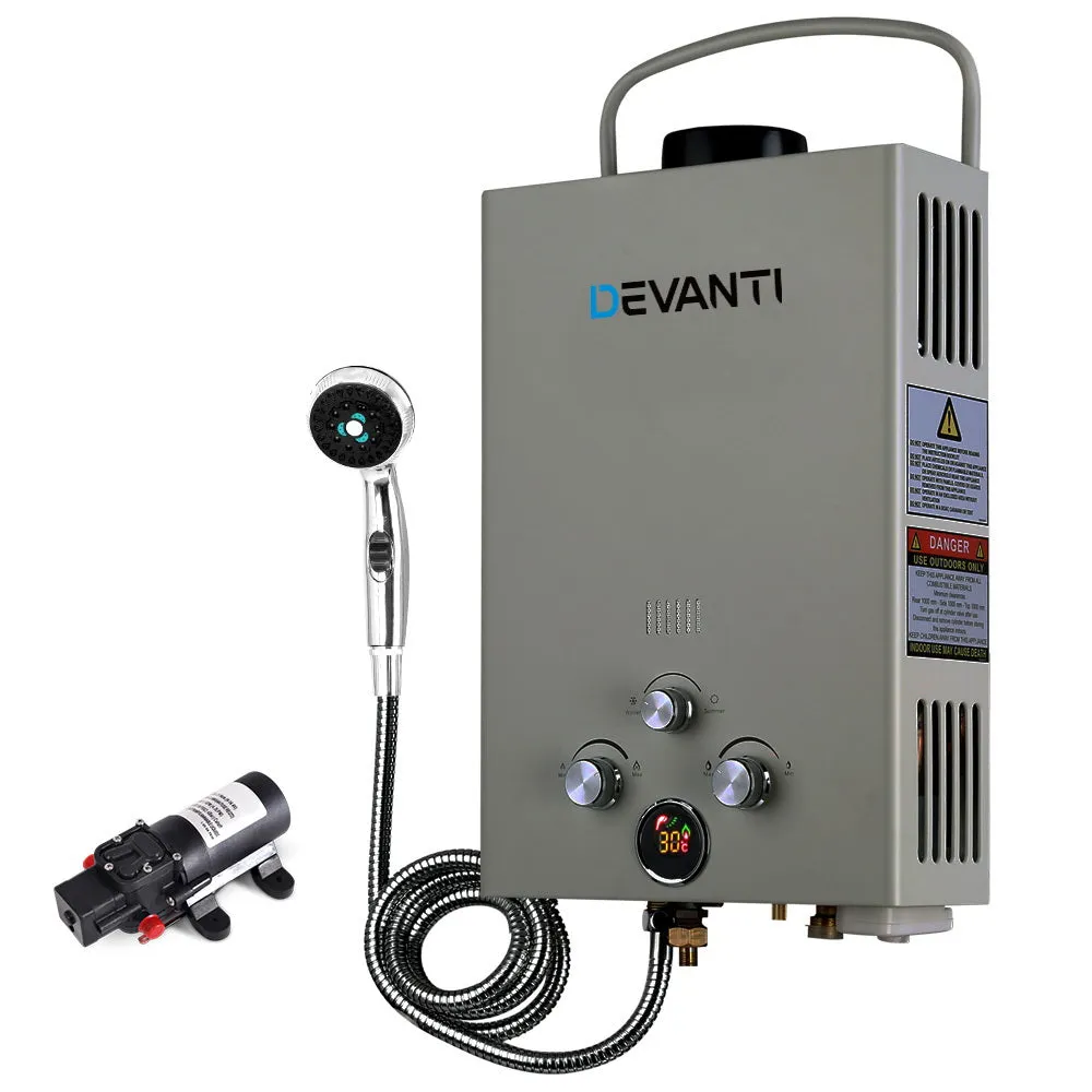 Portable LPG Gas Water Heater 8L/Min with Pump - Devanti