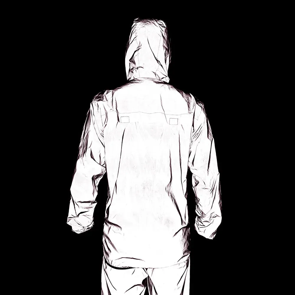 Reflective Jacket with Hoodie and Waterproof Windbreaker for Men Women Cycling Hiking Running Hip Hop Safety Jacket