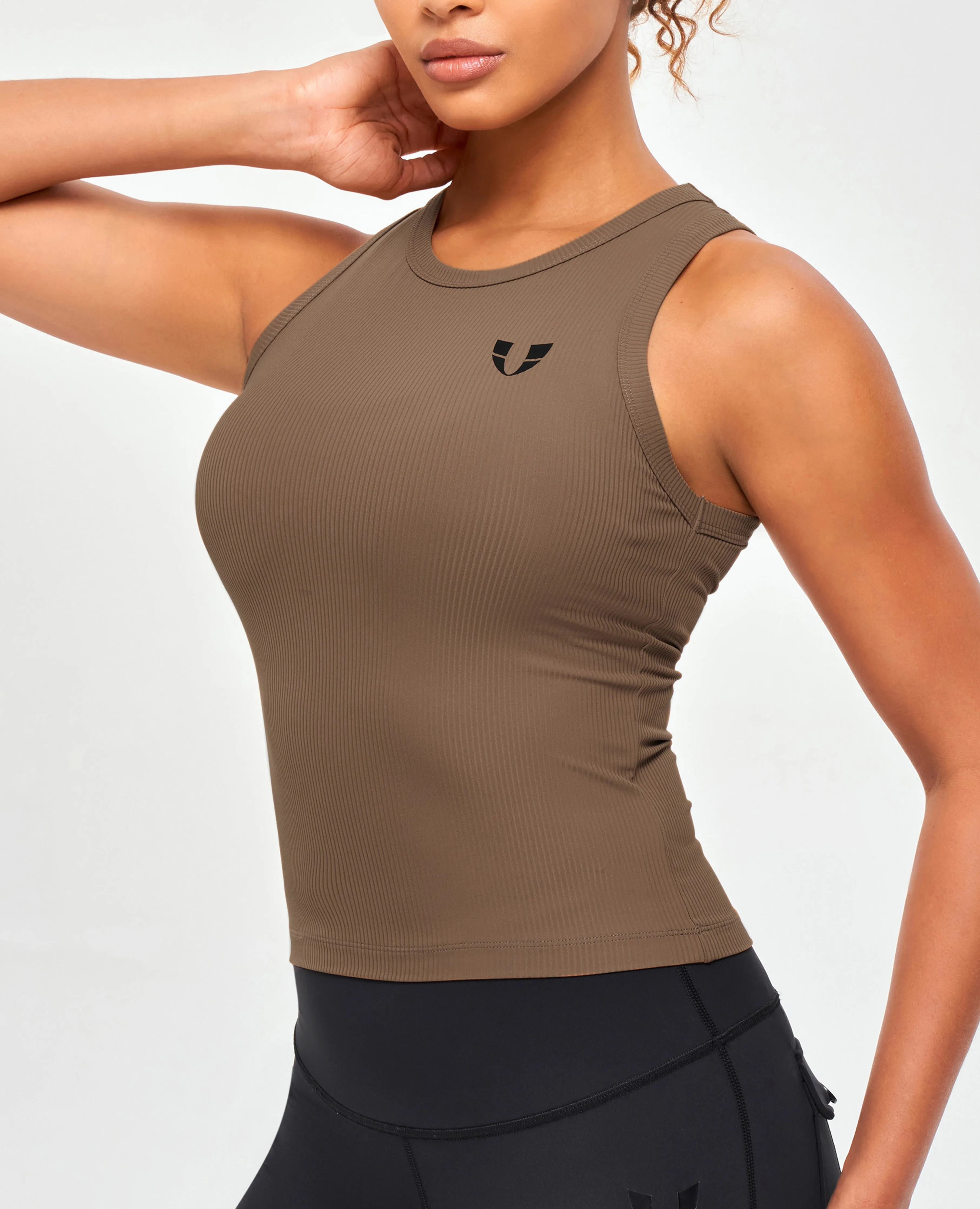 Ribbed Workout Tank - Nut Brown