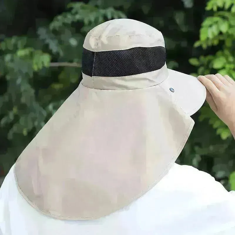 Summer Sunhat Men's Sun Protection Hat With Shawl And Neck Protection Design Breathable Anti-UV And Insect-proof Hiking Fishing Hat Outdoor