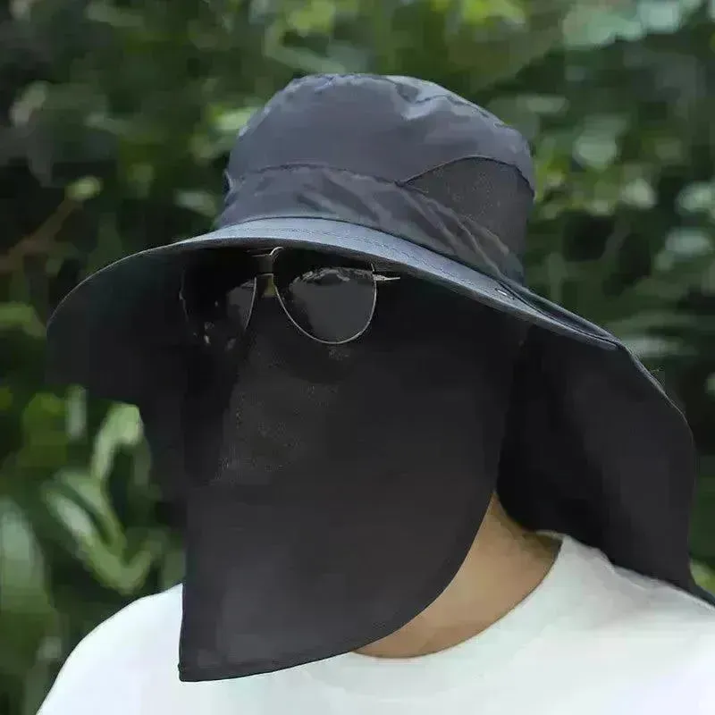 Summer Sunhat Men's Sun Protection Hat With Shawl And Neck Protection Design Breathable Anti-UV And Insect-proof Hiking Fishing Hat Outdoor
