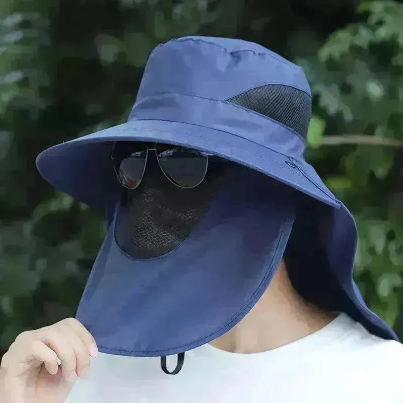 Summer Sunhat Men's Sun Protection Hat With Shawl And Neck Protection Design Breathable Anti-UV And Insect-proof Hiking Fishing Hat Outdoor