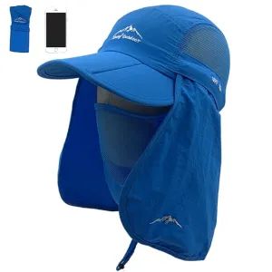 Unisex Sun Protection Baseball Cap With Detachable Neck and Face Flaps For Hiking or Fishing