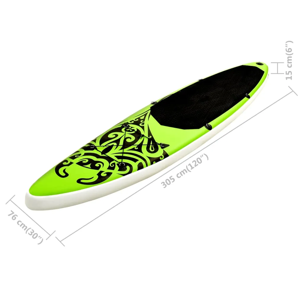 vidaXL Inflatable Stand Up Paddleboard Set 305x76x15 cm Green