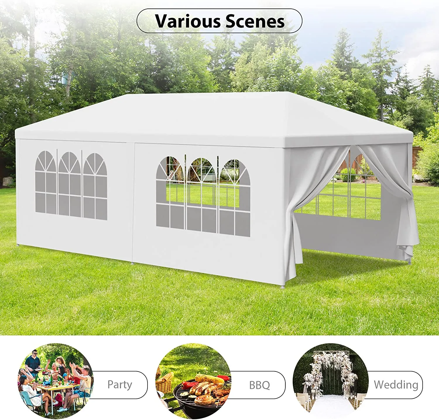 ZENY™ 10 X 20 Outdoor Wedding Party Tent Camping Shelter Gazebo Canopy with Removable Sidewalls Easy Set Gazebo BBQ Pavilion Canopy Cater Events