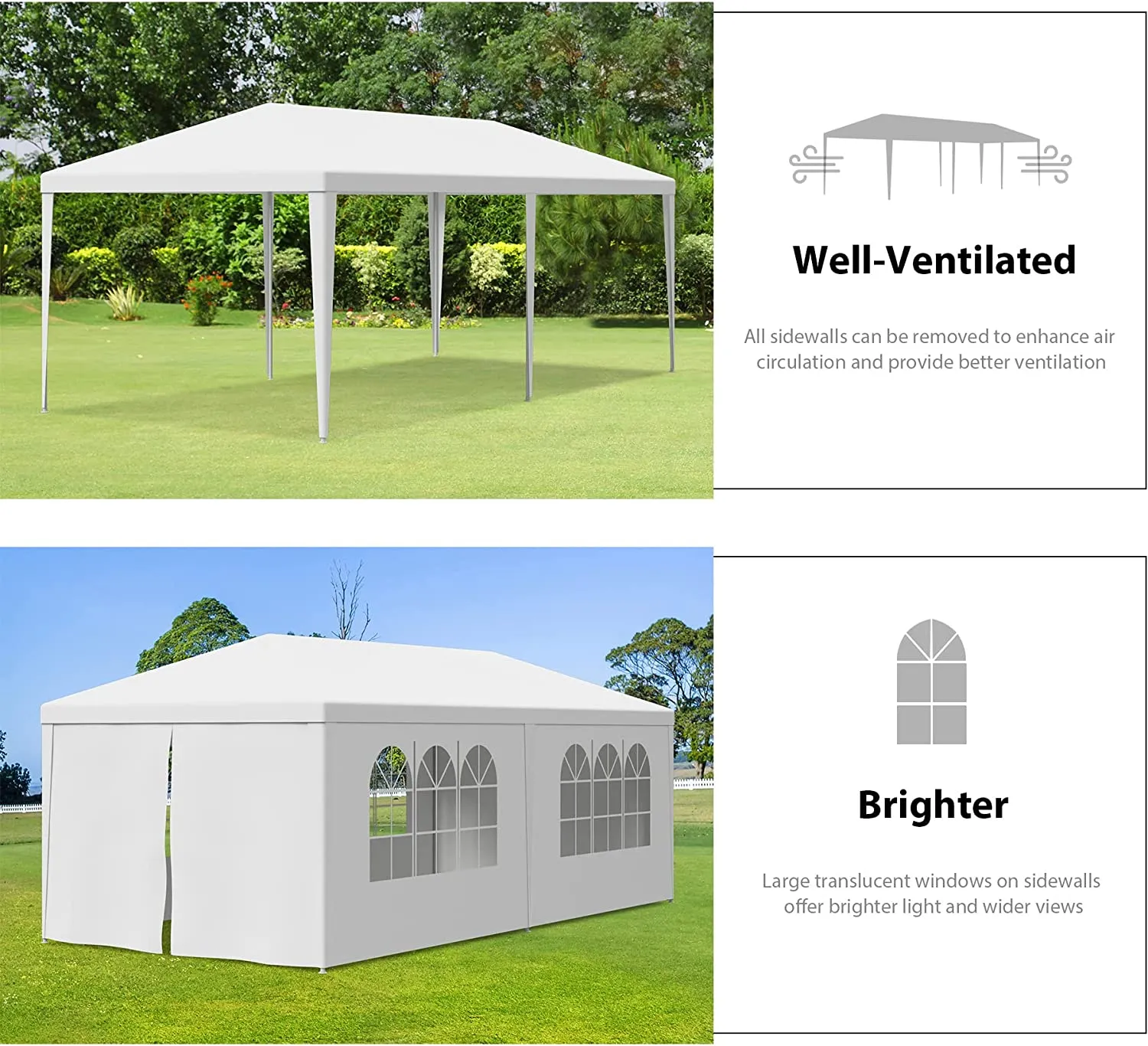ZENY™ 10 X 20 Outdoor Wedding Party Tent Camping Shelter Gazebo Canopy with Removable Sidewalls Easy Set Gazebo BBQ Pavilion Canopy Cater Events